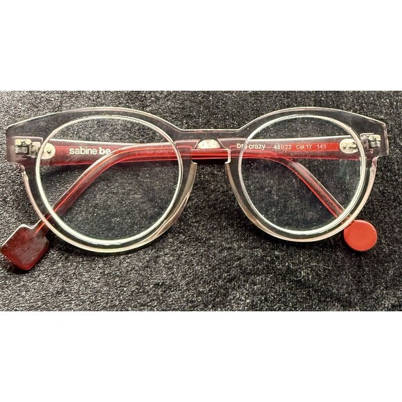Accessories - Sabine Be be crazy Eyeglass Frames 48-22 Col 17 Red Clear Handmade France 145